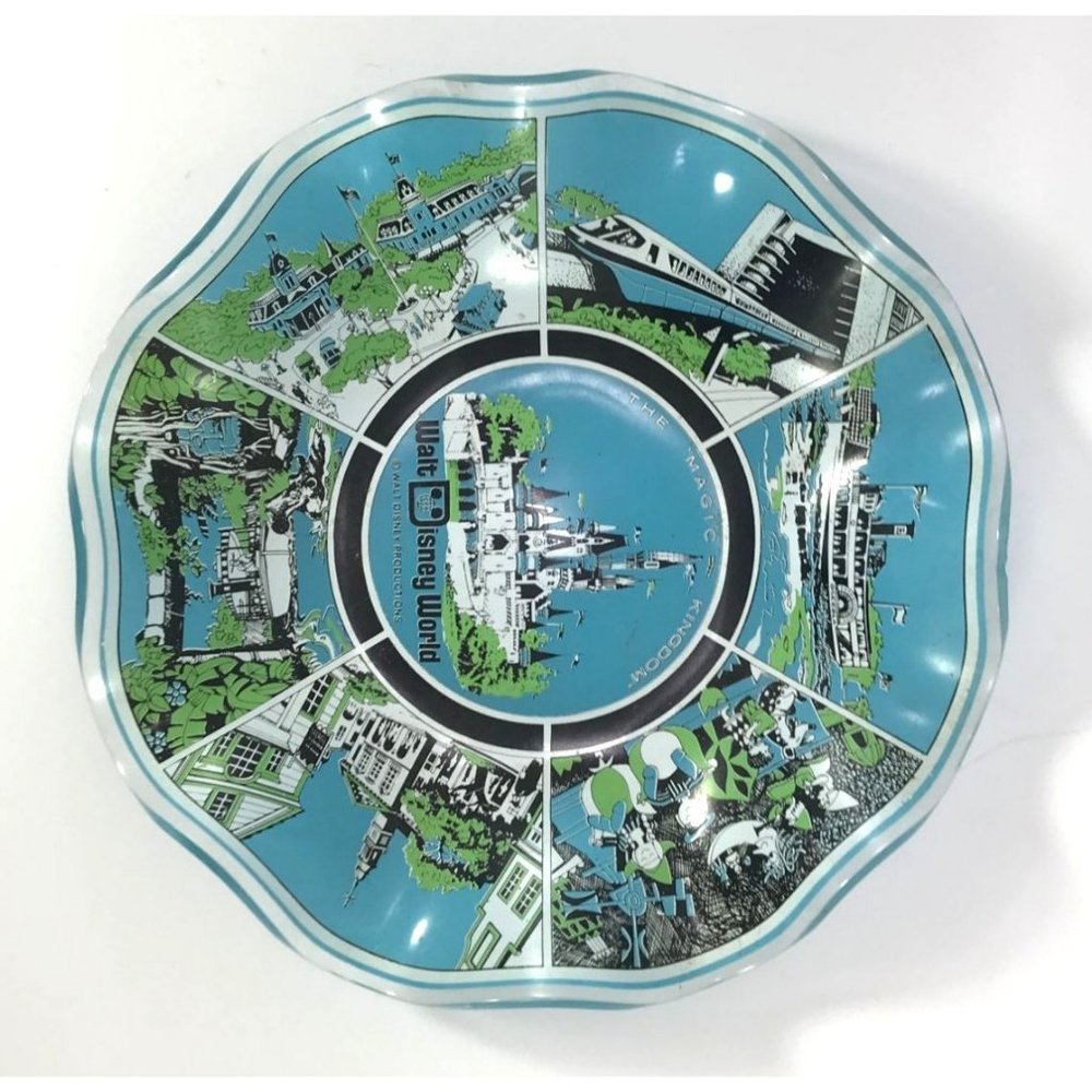 Vintage Walt Disney World Magic Kingdom Ruffled Glass Ashtray/Candy Dish - Picture 2 of 6